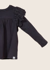 Ruffle Shoulder Long Sleeve