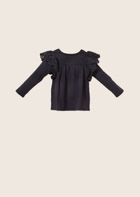 Ruffle Shoulder Long Sleeve